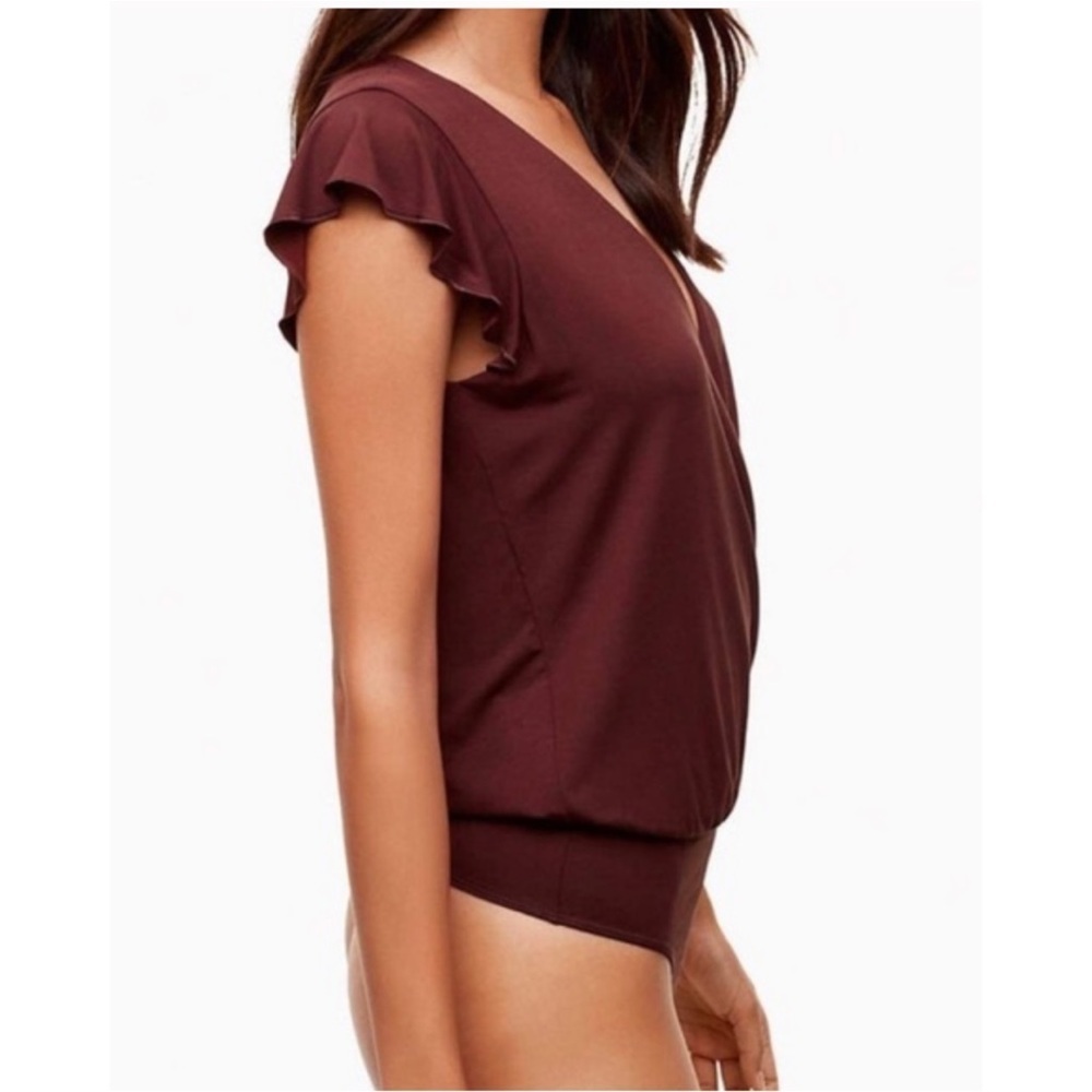Aritzia Wilfred Nuage Bodysuit in Burgundy Cherry Cola Red Size Small - Picture 3 of 8
